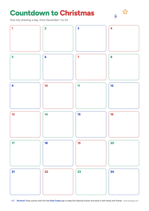 Preview of the Advent Drawing Countdown printable