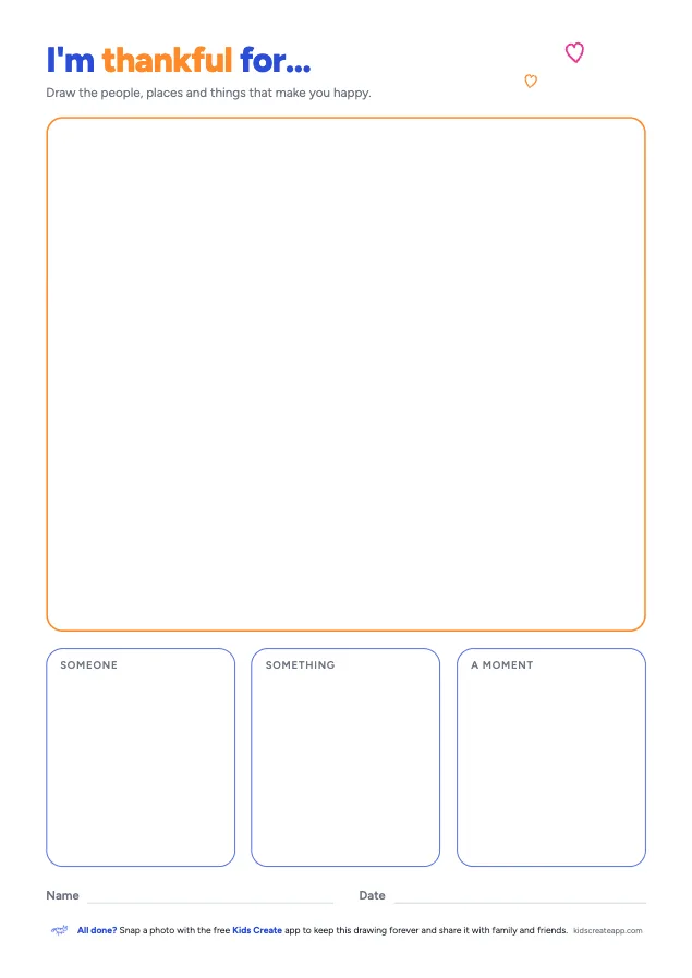 Preview of the I'm Thankful For… printable
